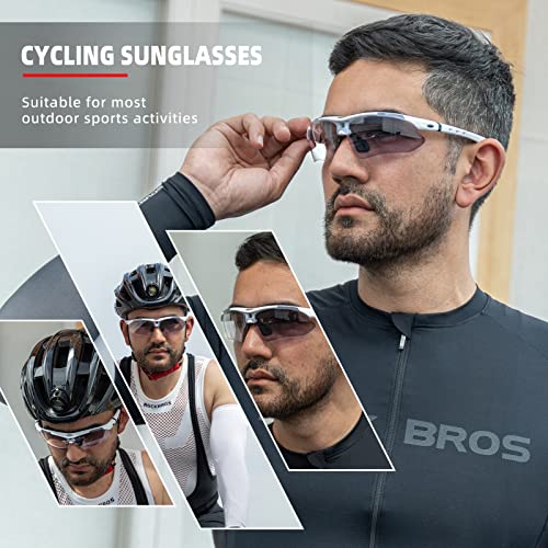 Photochromic Sports Sunglasses for Men - White, UV400 Protection