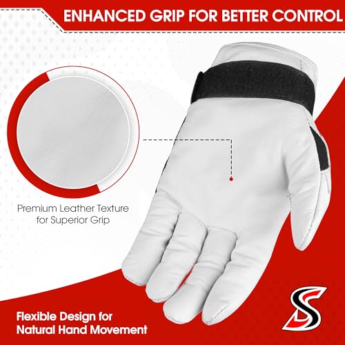 Premium Leather Handball Gloves - Large, Unpadded with Adjustable Strap