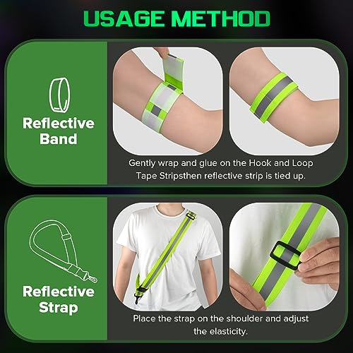 High Visibility Reflective Sash with 2 Armbands for Safety Walking & Running