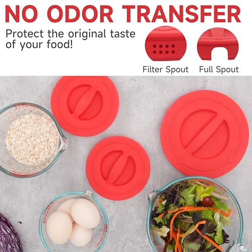 Purekra 3 Pack Silicone Replacement Lids for Pyrex 1-Cup, 2-Cup & 4-Cup Measuring Cups, Food-Grade & Dishwasher Safe