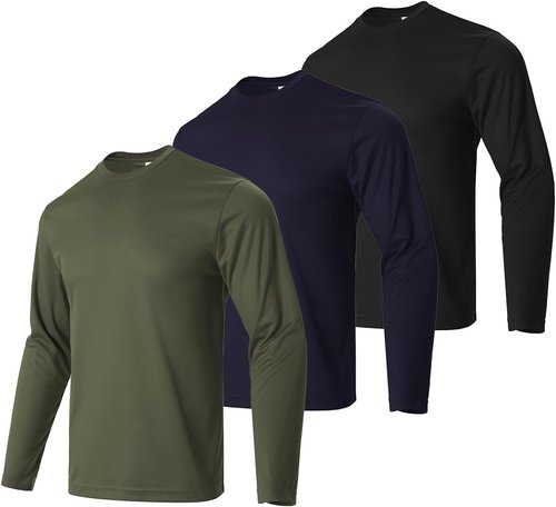 Facitisu Men's Long Sleeve Athletic T-Shirts - Quick Dry Performance Workout Tees | Activewear Pack