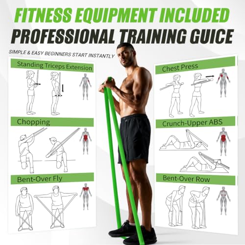 Nooncrazy Resistance Bands Set 8-125 lbs with Variations – Yellow, Red, Black, Purple, Green