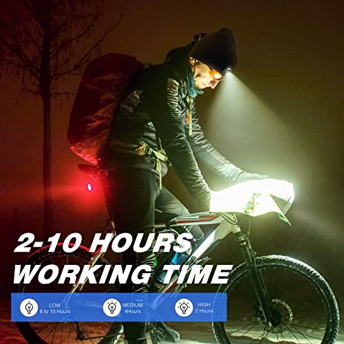 Mudder 4-Pack USB Rechargeable LED Beanie Hat Lights for Night Safety