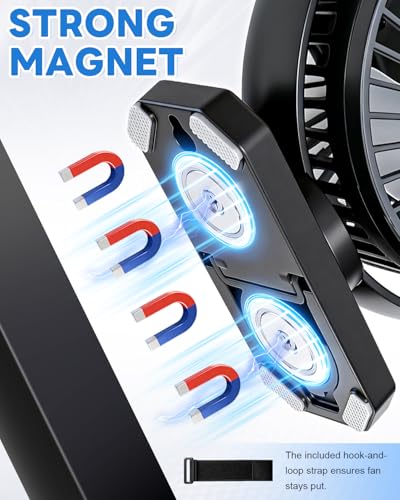 SOQSYS 12000mAh Rechargeable Magnetic Golf Cart Fan Black 1-Pack