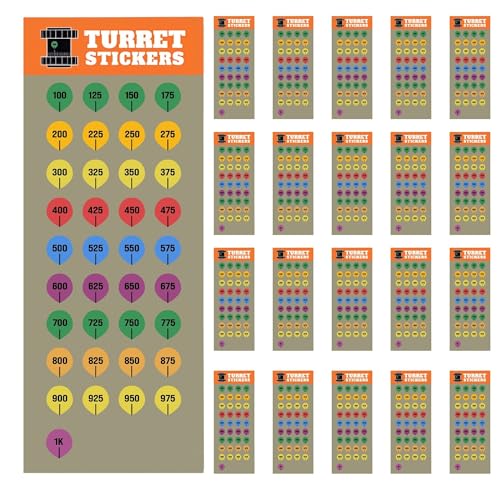 Scope Turret Stickers Pack - 10 Sheets for Rifle Scopes