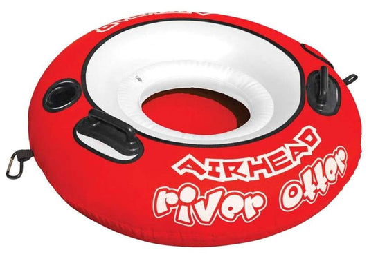 AIRHEAD RIVER OTTER Deluxe Tube, 1 Person Lake Float and River Tube for Floating, Red