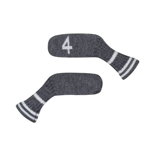 Scott Edward 10 Pcs Iron Golf Club Covers Set Cuteness and Basically Socks Shape Washable & Durable Golf Club Head Protector (Silver Gray)
