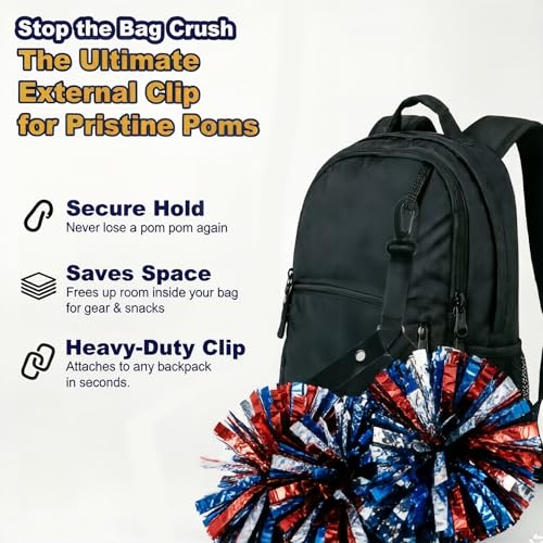 Cheerleading Pom Pom Holder - 1 PCS Black, Crush-Proof Design