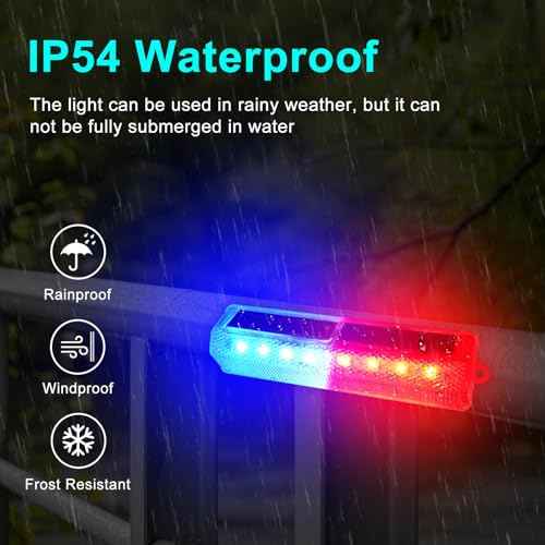 Aolyty Solar Warning Light, Bright Red and Blue Light Flashing Alternately Waterproof Emergency Caution Light for Construction Site, Dock, Guardrails, Driveway, Beacon (Red & Blue)