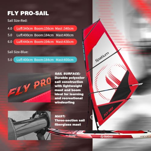 5.0m² Inflatable Windsurf Sail with Board - Red