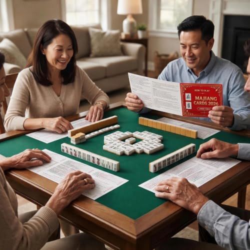 ReeRaa 4 Large Size Majiang Cards 2026 Revised Edition - Easy Read Game Set