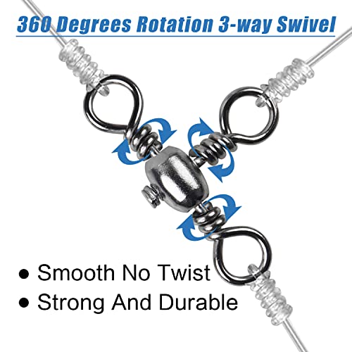 3 Way Swivels Fishing Tackle - 50pcs T-Shape Connector 12# 31lb