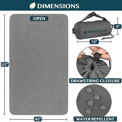 PAVILIA Gray Travel Blanket 65x40 Inches Lightweight Compact with Bag