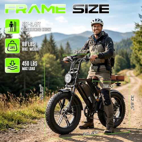 Electric Fat Bike for Adults - 1500W Motor, 65 Mile Range, Carbon Black