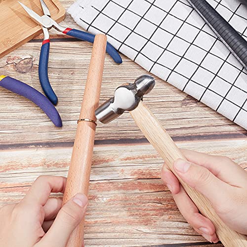 PH PandaHall 1pc Ball Peen Hammer with Two Spare Wooden Handle 4oz Dual-Headed Carbon Steel Hammer Heavy-Duty Metalworking Hammer for Household Workshop Metal Forming Repairing Rivet, 7.8"
