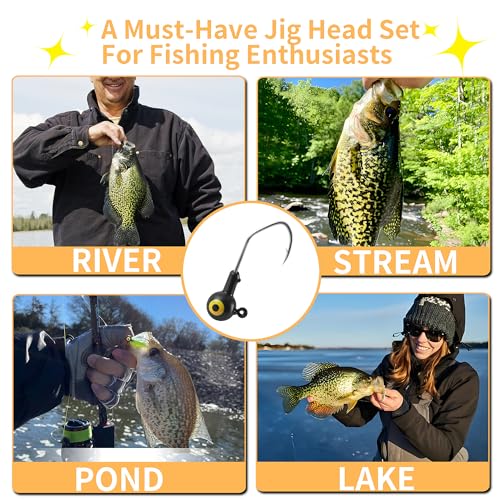 Crappie Jig Head Hook Kit - 45 Pack with Vibrant Colors