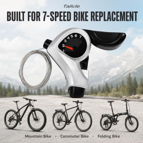 Tailcle Silver 7-Speed Bike Thumb Shifter with Gear Display for Mountain & Hybrid Bikes