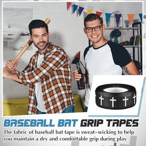 Cushioned Cross Design Bat Grip Tape for Baseball & Softball - Black