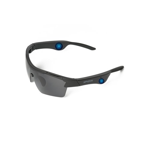 XPYDYN Bluetooth Sports Sunglasses - Smart Glasses with Built-in Audio & Speakers, Polarized UV Protection, Matte Black Frame, Smart Sunglasses for Running, Cycling, Driving, Fishing (Black)