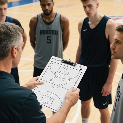 Basketball Coaches Clipboard - Double-Sided Dry Erase - White