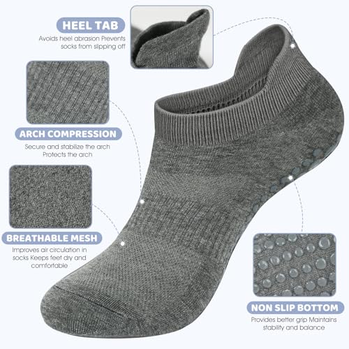 AURUZA Grip Socks for Women Men Pilates Non Slip Yoga Sock with Grips