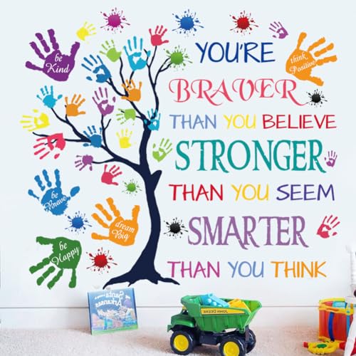Colorful Motivational Quote Wall Decal - You're Braver, Stronger, Smarter