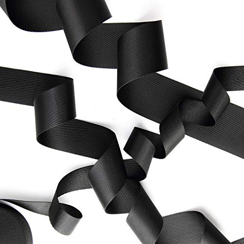 1.5 Inch Wide Black Nylon Webbing Strap - 10 Yards for DIY, Bags & Climbing