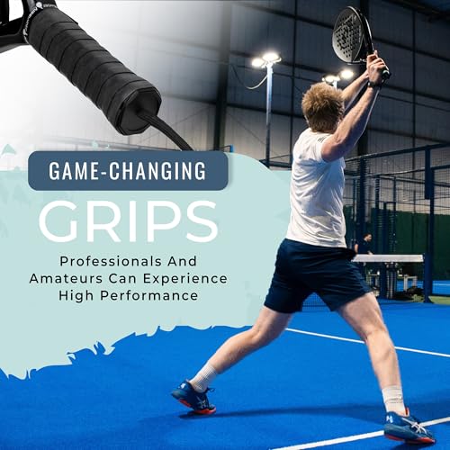 Padel Grip Tape - Tacky Feel Overgrip for Rackets - Black - 3 Pack