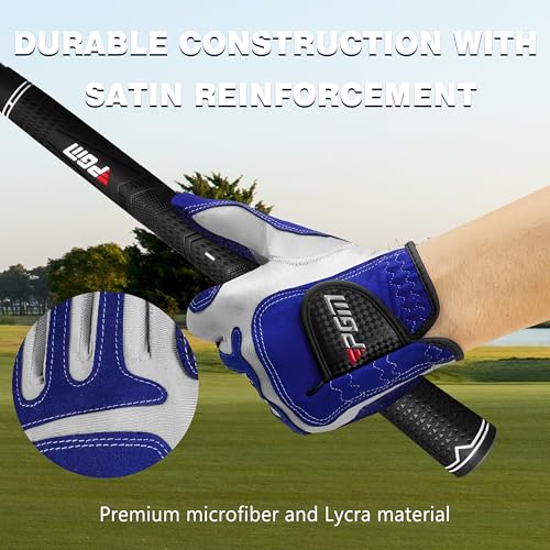 PGM Premium Left-Hand Golf Glove Men X-Large Blue - Comfortable, Durable Grip