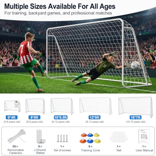 12x6FT Soccer Goal - Alloy Steel Backyard Goal for Teens & Adults