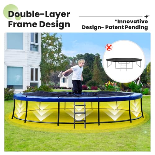 16FT Trampoline with Safety Enclosure Net & Non-Slip Ladder - Sky Blue