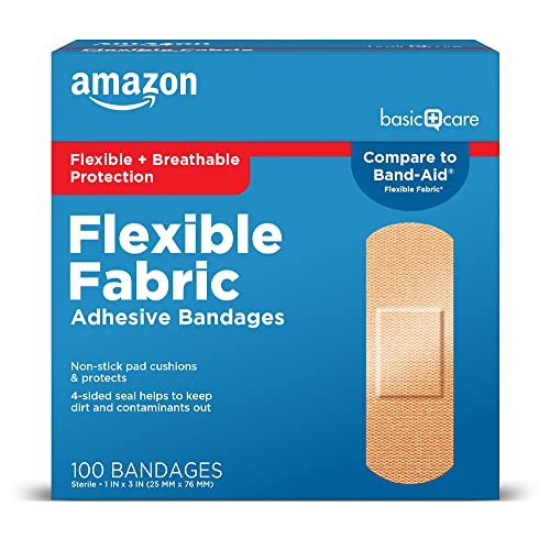 Flexible Fabric Adhesive Bandages, 100 Count, Breathable & Non-Stick
