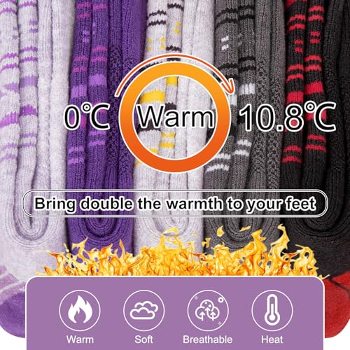 SEEKSOCK Colorful Merino Wool Crew Socks for Women Winter Hiking A1