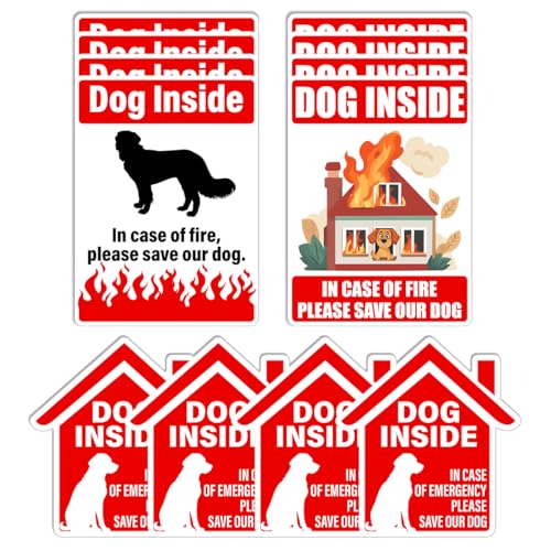Pack 12 Pcs Dog Inside Stickers for Cars Vehicle Van Trucks House Warning Security Sign Window Indoor Outdoor Funny Bumper Stickers Weatherproof Large Vinyl Decals Car Accessories