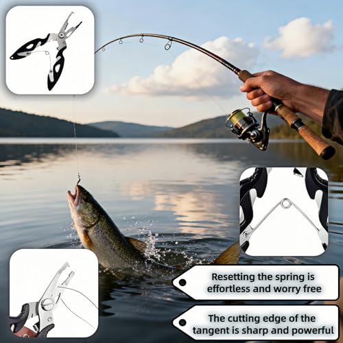 Stainless Steel Fishing Pliers - Multi-Tool with Line Cutter & Hook Remover