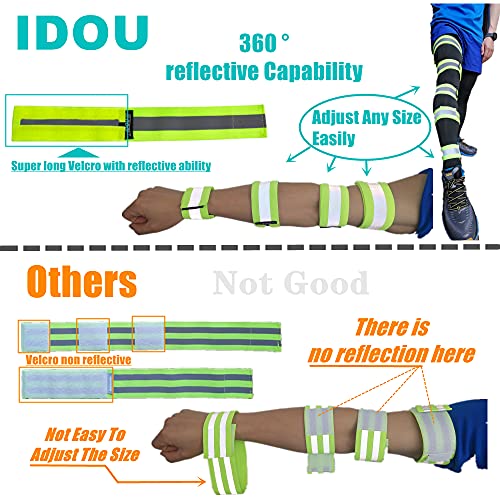 Reflective Running Gear Bands - Adjustable Safety Strips for Arms & Legs - Yellow - 2 Bands