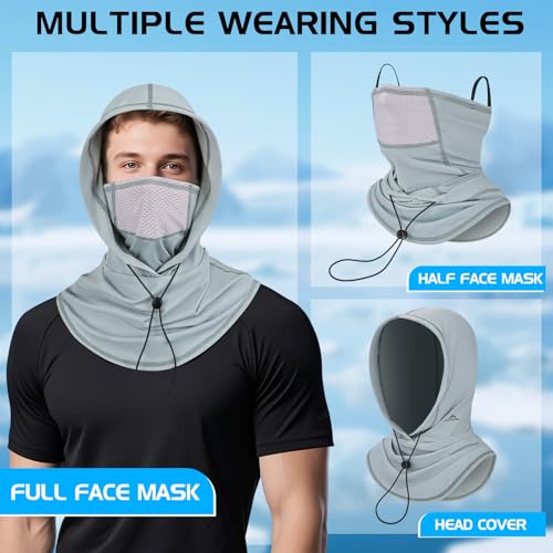 Cooling Breathable Balaclava Face Mask - Light Gray UV Protection