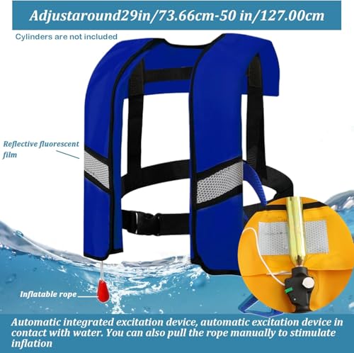 FOLALIFE Black 150N Automatic Inflatable Life Jacket with Reflective Strips & Safety Buckle
