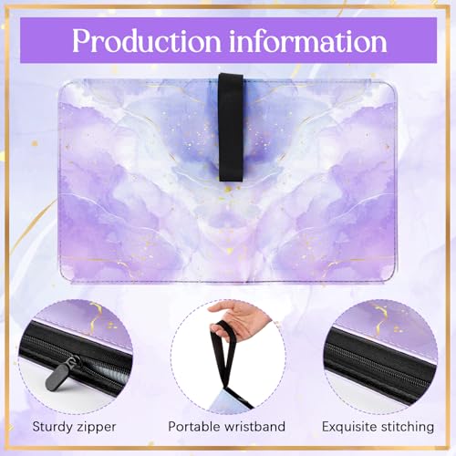 Humyoun Purple Marble Card Binder 4/9 Pocket PU Leather, 9.8 x 7.7 x 2 Inch