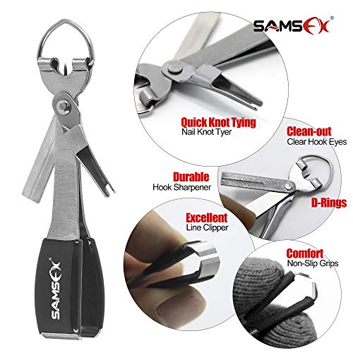 4-in-1 Fly Fishing Knot Tying Tool with Nippers & Retractor - Silvery
