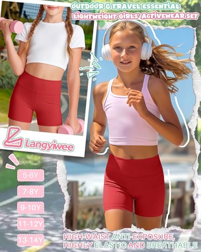 Girls' Athletic Shorts - School Clothes, Red, 9-10 Years