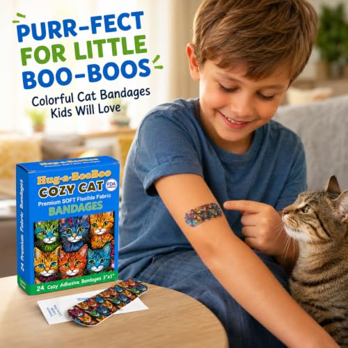 Cozy Cats Flexible Fabric Bandages - 24 Count Box