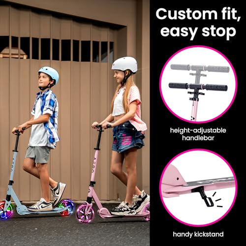Big Wheel Kick Scooter for Kids 6-12 - A5 Pink with Lights