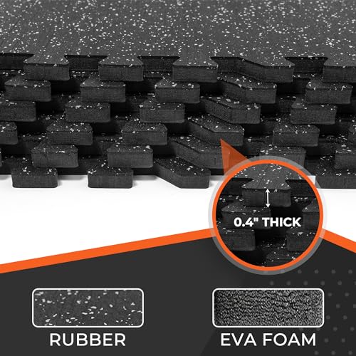 Interlocking Exercise Mats - 24 Pcs (96 Sq Ft) - Black/Grey