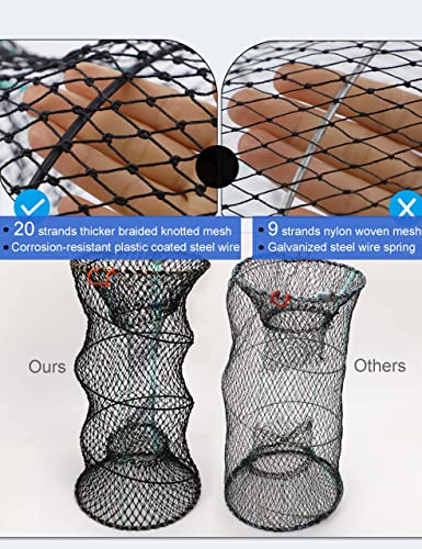 Hlotmeky Crab Trap with 10m Rope - Foldable Lobster & Crawfish Fishing Net, Durable Bait Trap