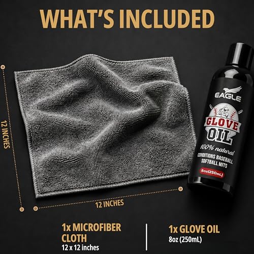 Eagle Baseball Glove Oil Conditioner with Applicator Cloth - Leather Softener & Break-In Treatment 250mL