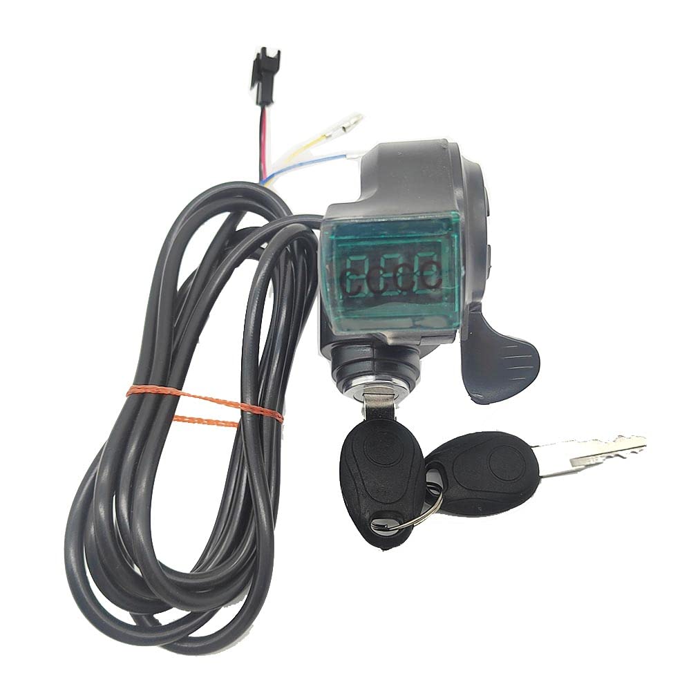 yuandai 12V-99V Electric Scooter/E-Bike Thumb Throttle Accelerator LCD Display Voltage Key Lock for E-Scooter Electric Bike (Green LCD Display)