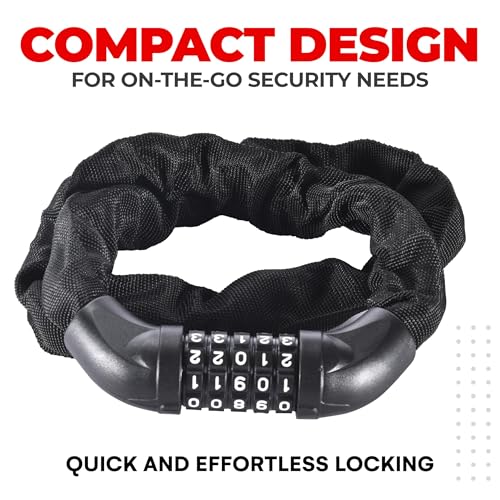 Heavy Duty Bike Lock – 5-Digit Combination Chain & Cable Lock, 35.4"