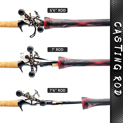 Fishing Rod Sock - 67'' Braided Mesh Cover for Casting Rods 2pcs - Black/Red