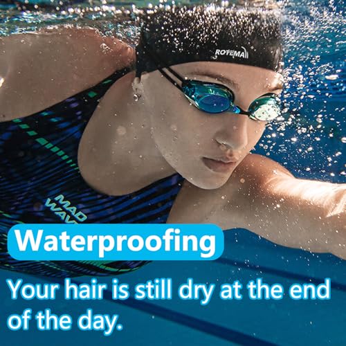 Silicone Swim Cap - Comfortable, Non-Slip, Waterproof - Black